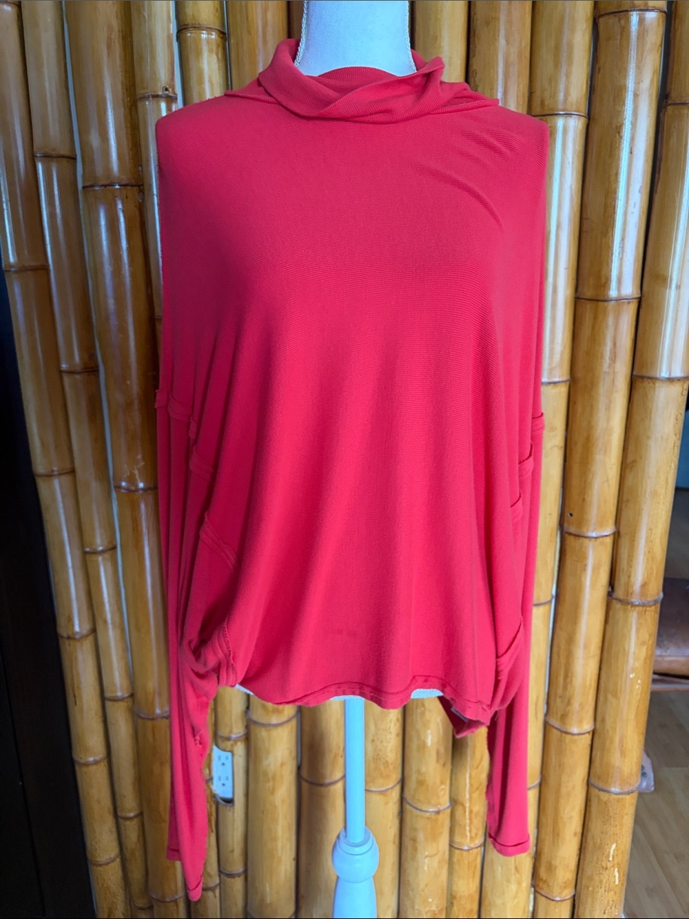 Free People Relaxed Red Cowl-Neck Sweater for Women